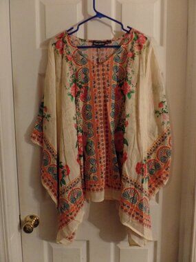 NWT Tolani Collection XL 18 20 Kimono Batwing Kaftan Floral Boho Blouse SUMMER
